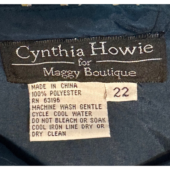 Cynthia Howie Floral Maxi Dress Sz 22 Tiered Sheath Emerald & Gold Short Sleeve - Picture 3 of 11